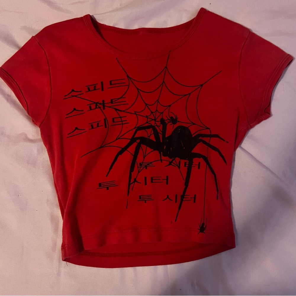 Red Spider Crop Top